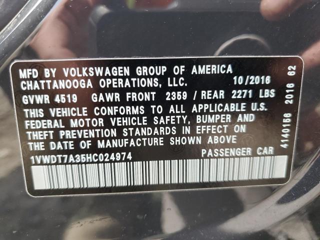 1VWDT7A35HC024974 - 2017 VOLKSWAGEN PASSAT R-LINE ნაცრისფერი ფოტო 12