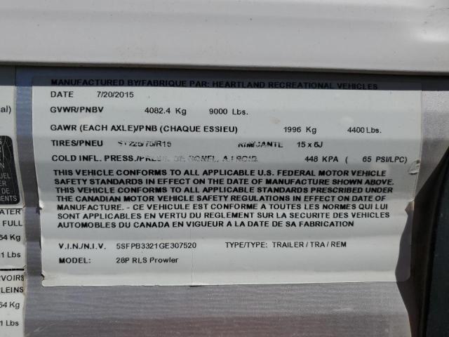 5SFPB3321GE307520 - 2016 HEART LAND PROWLER 灰色 照片 10