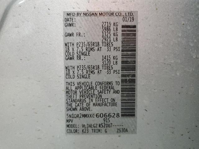 5N1DR2MMXKC606628 - 2019 NISSAN PATHFINDER S SILVER photo 13