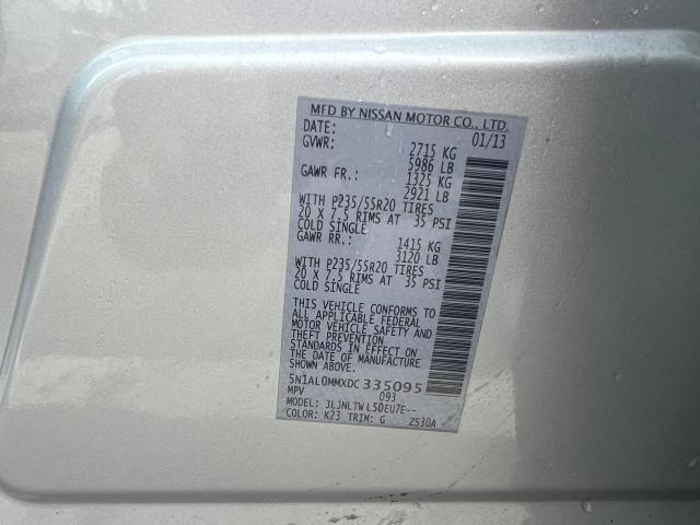 5N1AL0MMXDC335095 - 2013 INFINITI JX35 SILVER photo 10