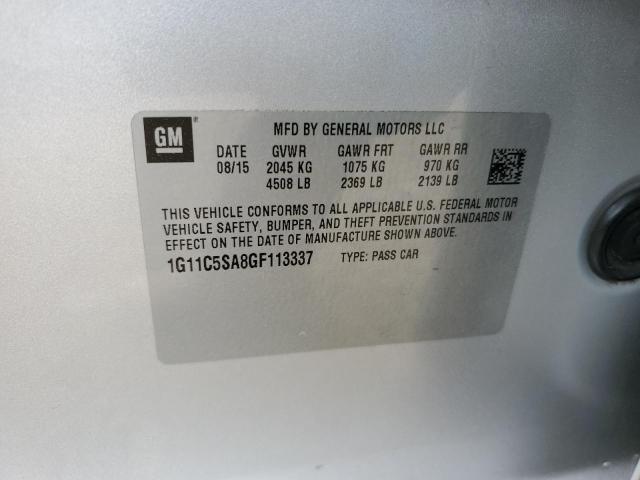 1G11C5SA8GF113337 - 2016 CHEVROLET MALIBU LIM LT 银色 照片 12