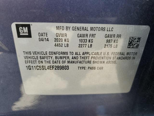 1G11C5SL4EF289803 - 2014 CHEVROLET MALIBU 1LT 蓝色 照片 12