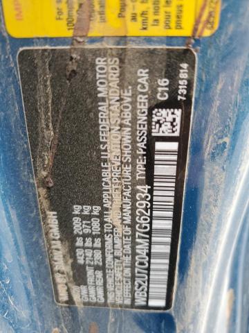 WBS2U7C04M7G62934 - 2021 BMW M2 COMPETITION BLUE photo 12