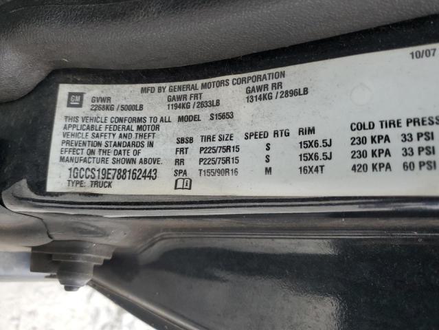 1GCCS19E788162443 - 2008 CHEVROLET COLORADO BLACK photo 12