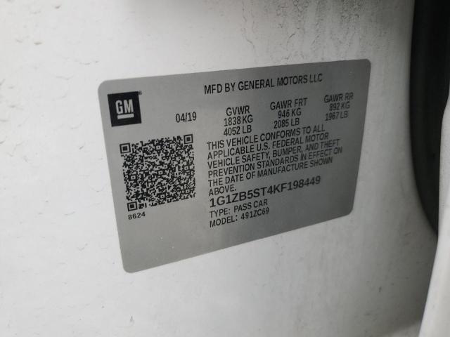 1G1ZB5ST4KF198449 - 2019 CHEVROLET MALIBU LS Blanco foto 12