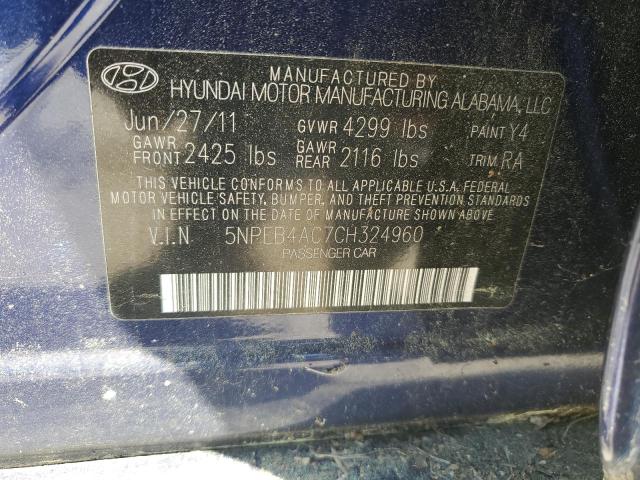 5NPEB4AC7CH324960 - 2012 HYUNDAI SONATA GLS BLUE photo 12