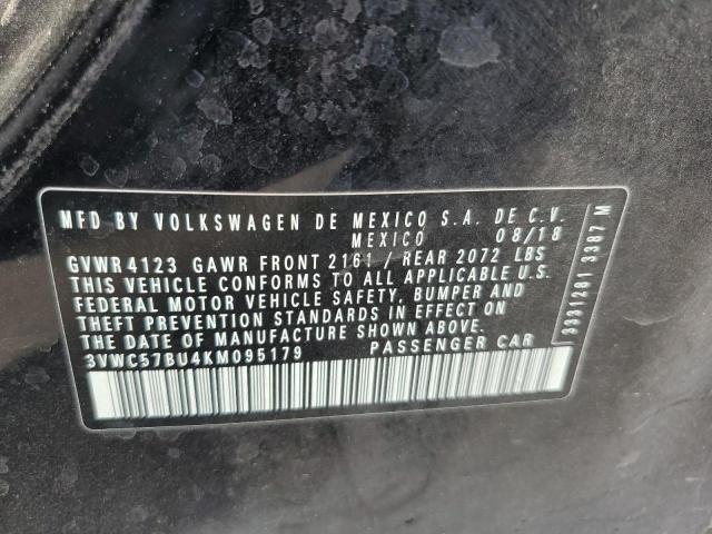 3VWC57BU4KM095179 - 2019 VOLKSWAGEN JETTA S Czarny zdjęcie 12