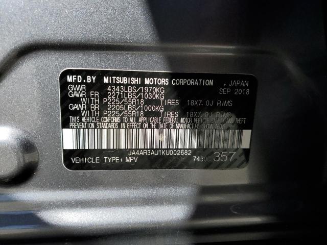 JA4AR3AU1KU002682 - 2019 MITSUBISHI OUTLANDER ES GRAY photo 12