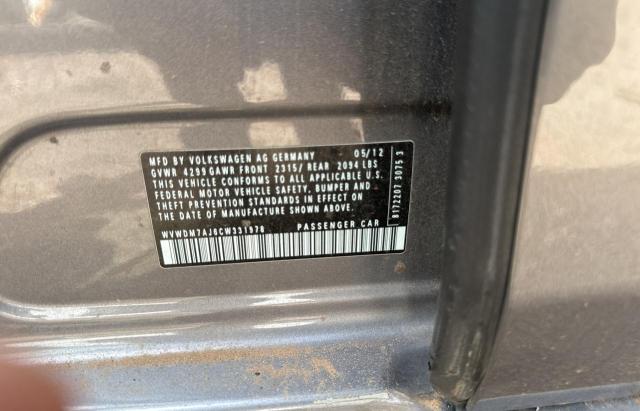WVWDM7AJ6CW331978 - 2012 VOLKSWAGEN GOLF ნაცრისფერი ფოტო 10
