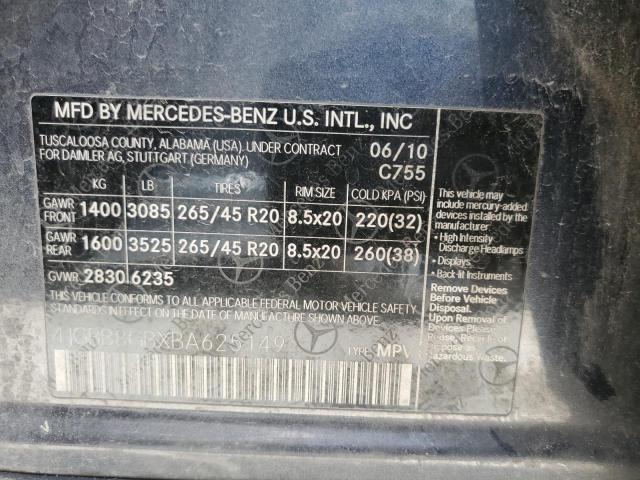 4JGBB8GBXBA625149 - 2011 MERCEDES-BENZ ML 350 4MATIC GRAY photo 13