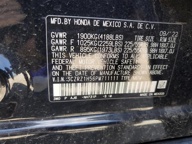 3CZRZ1H56PM711111 - 2023 HONDA HR-V SPORT შავი ფოტო 12