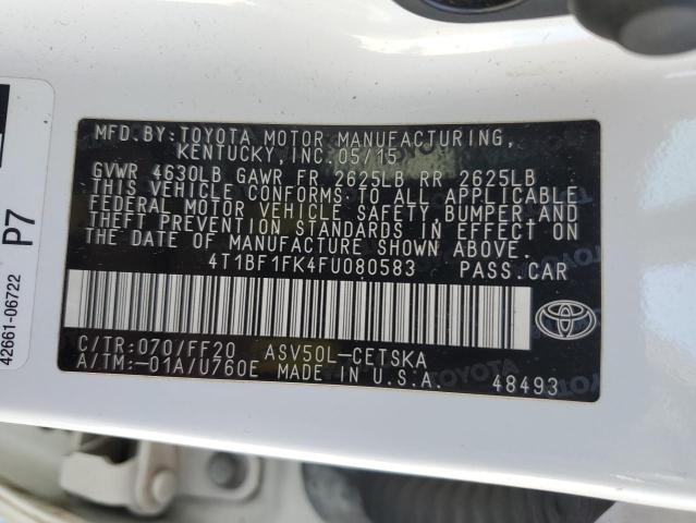 4T1BF1FK4FU080583 - 2015 TOYOTA CAMRY LE WHITE photo 12