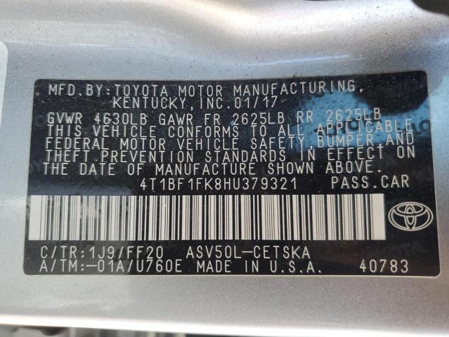 4T1BF1FK8HU379321 - 2017 TOYOTA CAMRY LE SILVER photo 13