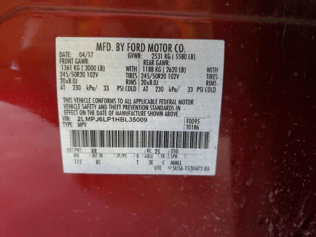 2LMPJ6LP1HBL35009 - 2017 LINCOLN MKX RESERVE Կարմիր լուսանկար 12