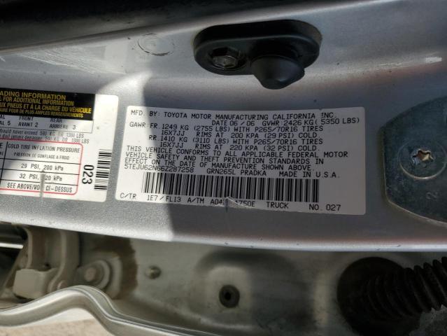 5TEJU62N66Z287258 - 2006 TOYOTA TACOMA DOUBLE CAB PRERUNNER SILVER photo 13