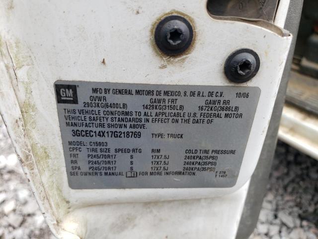 3GCEC14X17G218769 - 2007 CHEVROLET SILVERADO C1500 CLASSIC WHITE photo 12