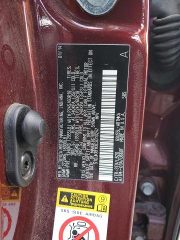 5TDJKRFHXES010247 - 2014 TOYOTA HIGHLANDER XLE MAROON photo 13