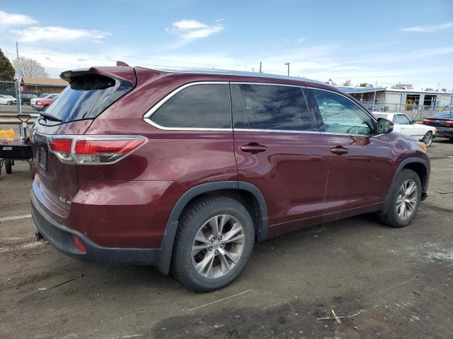 5TDJKRFHXES010247 - 2014 TOYOTA HIGHLANDER XLE MAROON photo 3