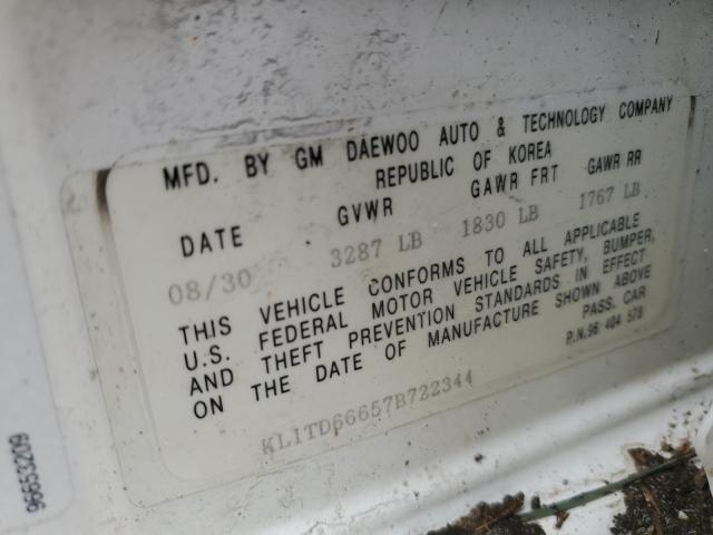 KL1TD66657B722344 - 2007 CHEVROLET AVEO BASE Ağ foto 12