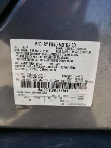 MAJ3P1TE8JC183465 - 2018 FORD ECOSPORT SE GRAY photo 14