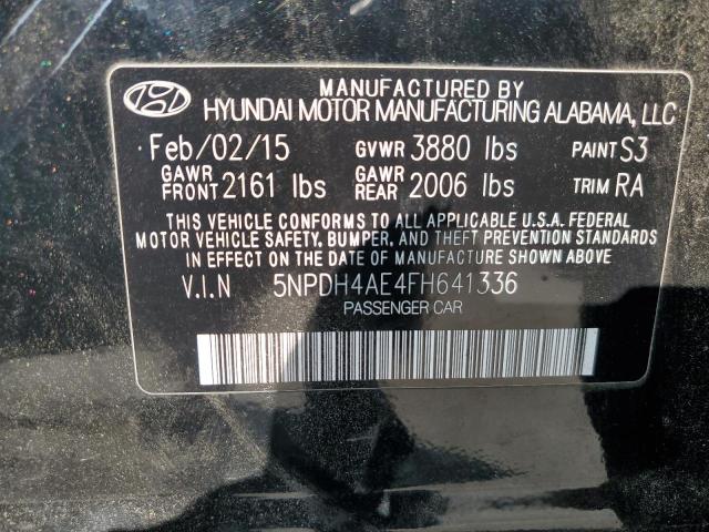 5NPDH4AE4FH641336 - 2015 HYUNDAI ELANTRA SE BLACK photo 12