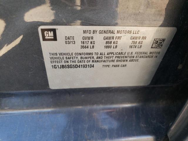 1G1JB6SG5D4193104 - 2013 CHEVROLET SONIC LS ნაცრისფერი ფოტო 12