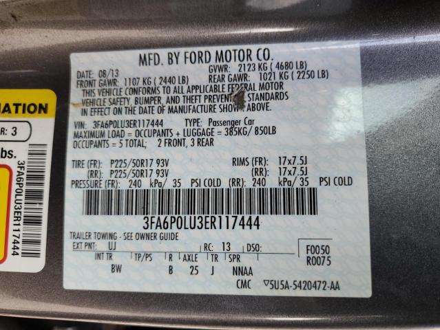 3FA6P0LU3ER117444 - 2014 FORD FUSION SE HYBRID GRAY photo 12