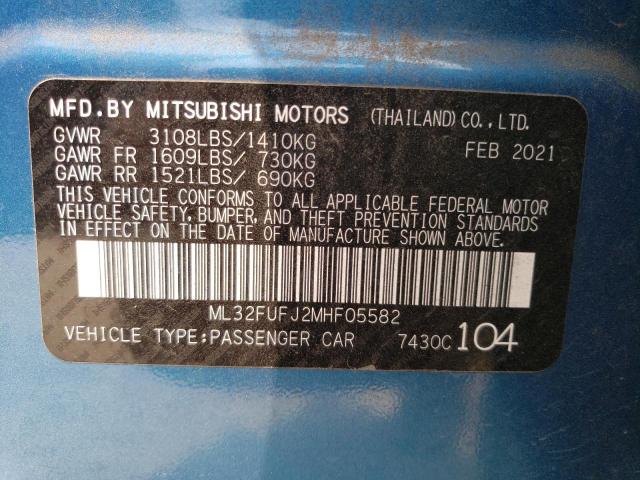 ML32FUFJ2MHF05582 - 2021 MITSUBISHI MIRAGE G4 ES BLUE photo 12