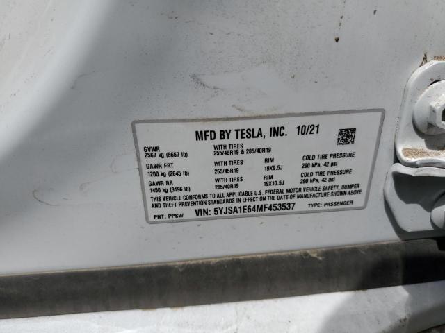 5YJSA1E64MF453537 - 2021 TESLA MODEL S Ağ foto 12
