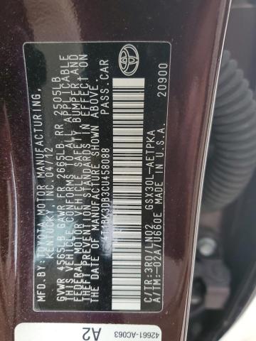 4T1BK3DB3CU458088 - 2012 TOYOTA AVALON BASE 紫色 照片 12