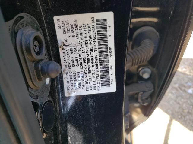 2HGFC2F81KH565206 - 2019 HONDA CIVIC SPORT 黑色 照片 12