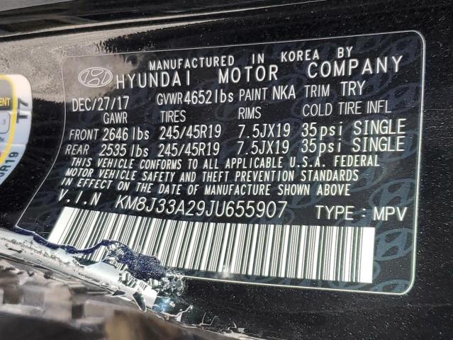 KM8J33A29JU655907 - 2018 HYUNDAI TUCSON VALUE BLACK photo 13