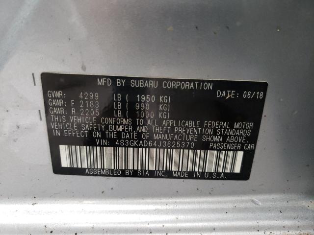 4S3GKAD64J3625370 - 2018 SUBARU IMPREZA PREMIUM PLUS SILVER photo 12