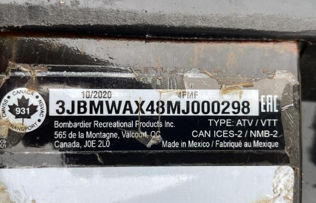3JBMWAX48MJ000298 - 2021 CAN-AM RENEGADE X MR 1000R 黄色 照片 10