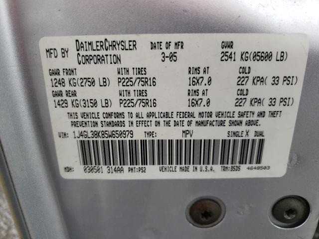 1J4GL38K85W650979 - 2005 JEEP LIBERTY RENEGADE 银色 照片 10