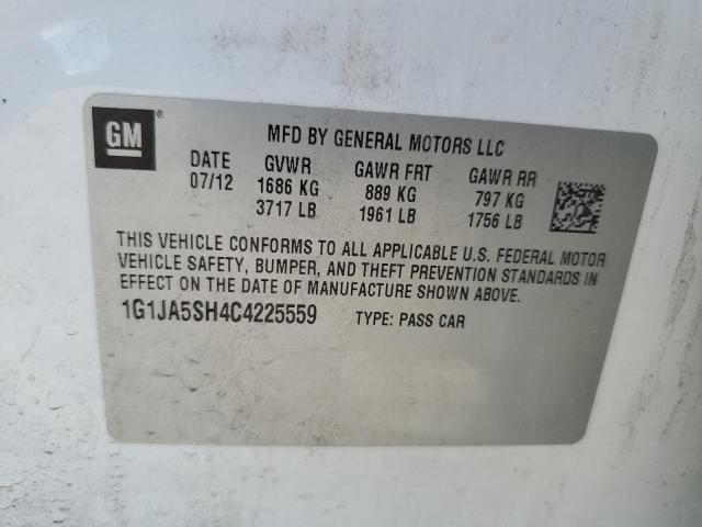 1G1JA5SH4C4225559 - 2012 CHEVROLET SONIC LS 白色 照片 12