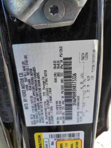 3FA6P0H93HR175336 - 2017 FORD FUSION SE BLACK photo 12