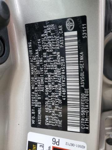 4T4BF1FK2FR452587 - 2015 TOYOTA CAMRY LE TAN photo 13