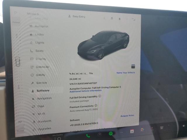 5YJSA1E54NF487387 - 2022 TESLA MODEL S BLACK photo 9