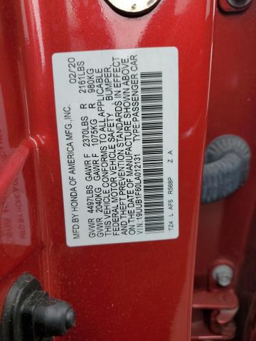 19UUB1F60LA012131 - 2020 ACURA TLX TECHNOLOGY RED photo 12
