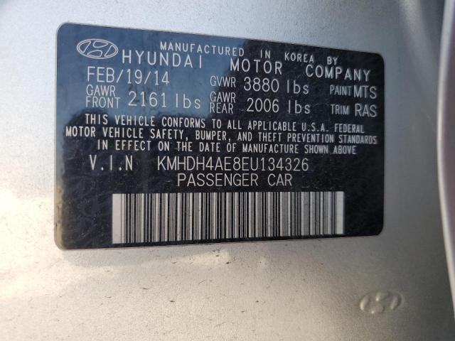 KMHDH4AE8EU134326 - 2014 HYUNDAI ELANTRA SE SILVER photo 12