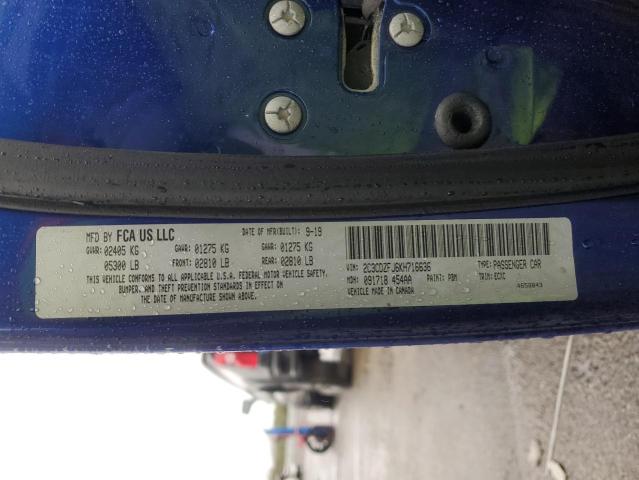 2C3CDZFJ6KH716636 - 2019 DODGE CHALLENGER R/T SCAT PACK BLUE photo 12