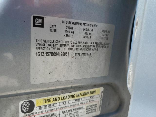 1G1ZH57B694190051 - 2009 CHEVROLET MALIBU 1LT 银色 照片 12