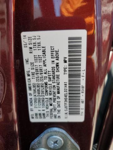 5J6TF3H54EL001441 - 2014 HONDA CROSSTOUR EXL ბურგუნდია ფოტო 13