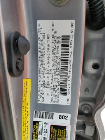 3TMJU4GN1FM180757 - 2015 TOYOTA TACOMA DOUBLE CAB PRERUNNER SILVER photo 12