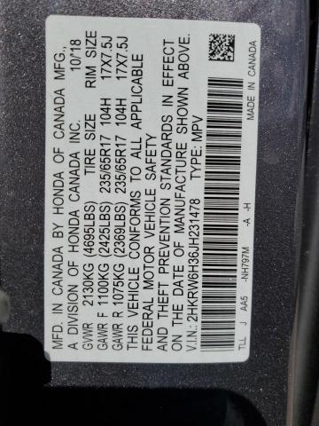 2HKRW6H36JH231478 - 2018 HONDA CR-V LX GRAY photo 13