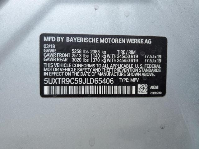 5UXTR9C59JLD65406 - 2018 BMW X3 XDRIVE30I SILVER photo 13