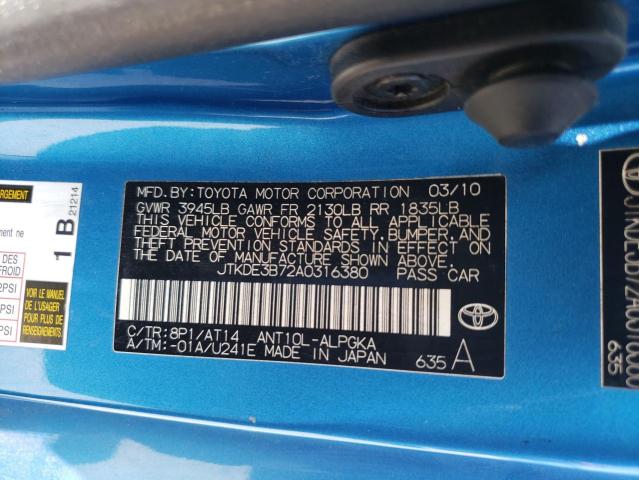 JTKDE3B72A0316380 - 2010 TOYOTA SCION TC 双色 照片 12