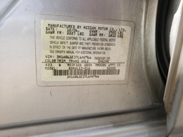 3N1AB61E37L642966 - 2007 NISSAN SENTRA 2.0 SILVER photo 12