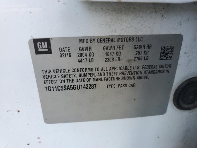 1G11C5SA5GU142287 - 2016 CHEVROLET MALIBU LIM LT 白色 照片 12